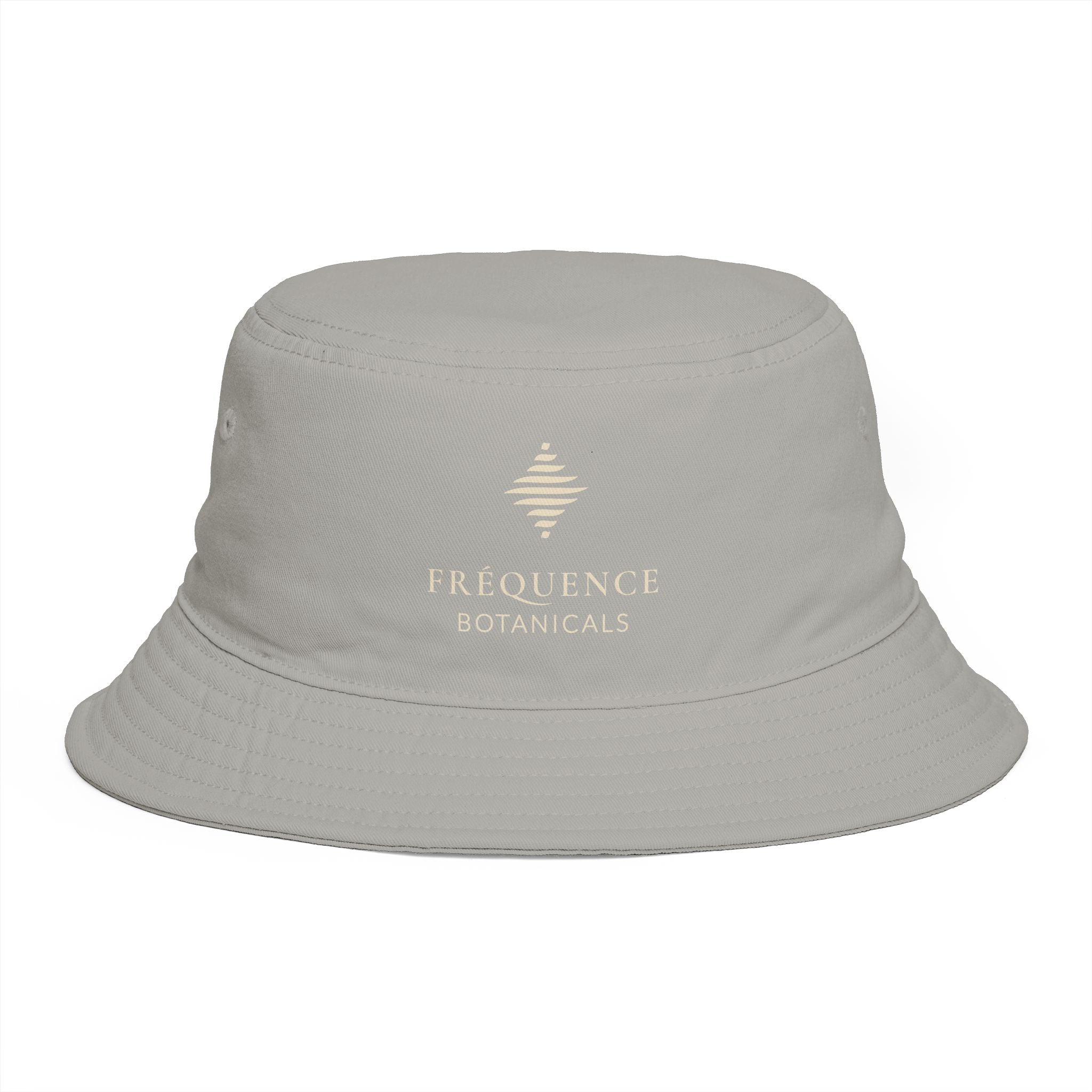 Frequénce Botanicals Embroidered Bucket Hat — Earthy Brown Garden Logo Sun Hat