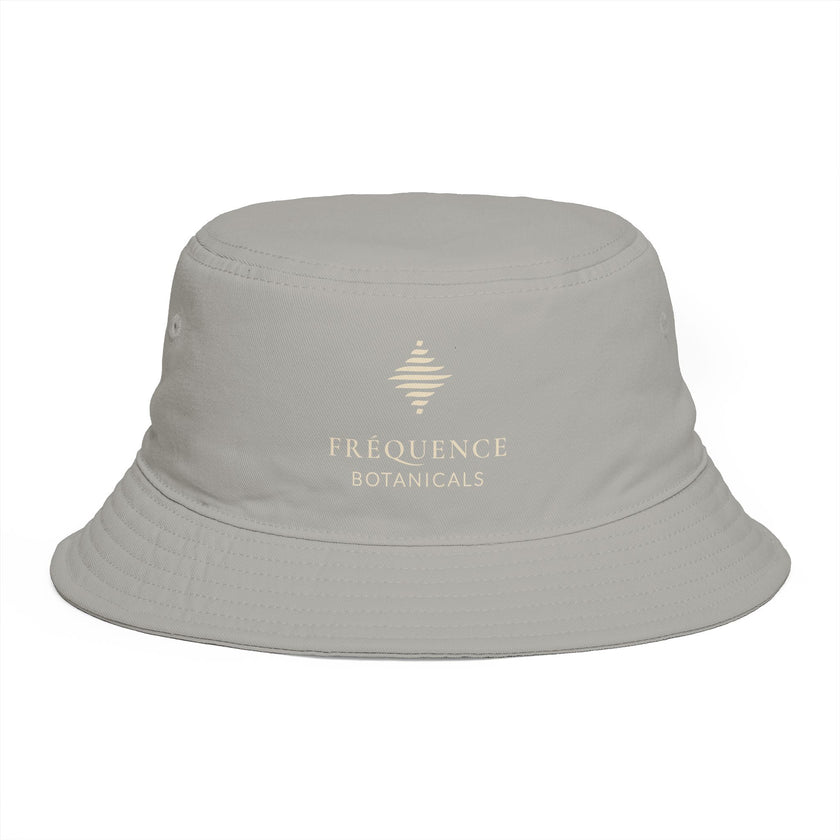 Frequénce Botanicals Embroidered Bucket Hat — Earthy Brown Garden Logo Sun Hat