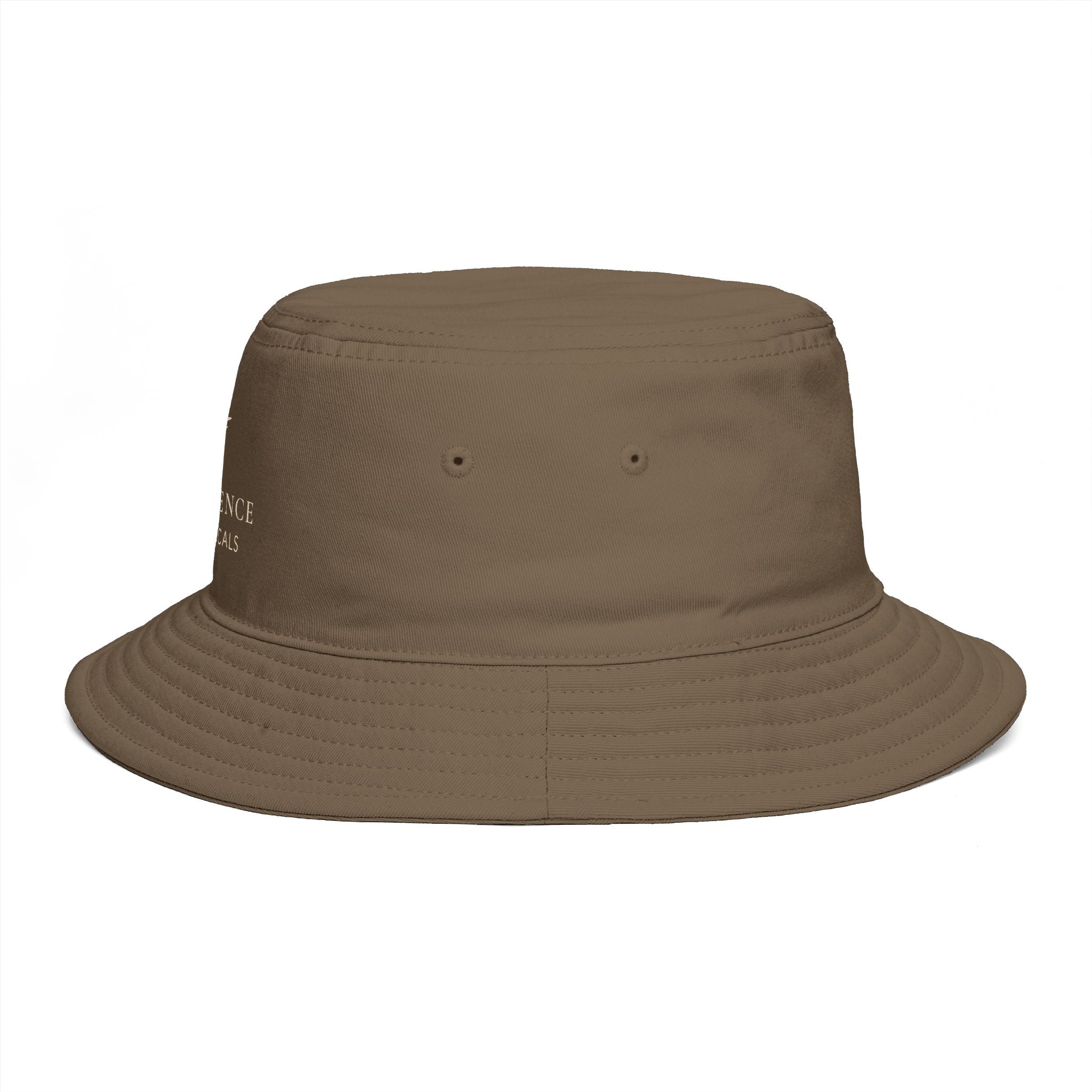 Frequénce Botanicals Embroidered Bucket Hat — Earthy Brown Garden Logo Sun Hat