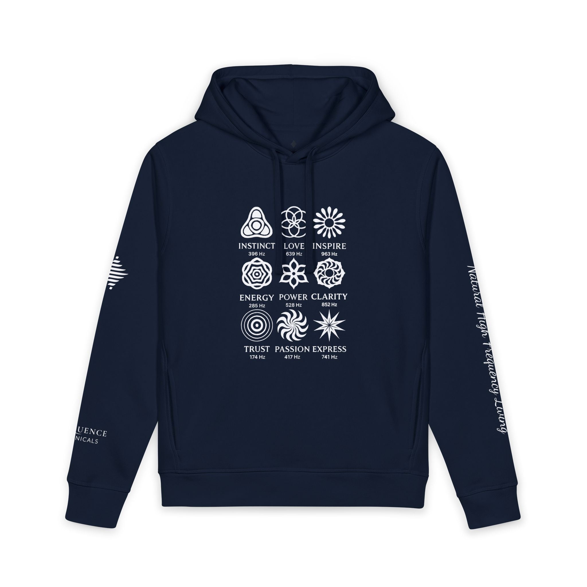 Frequence Sounder Hoodie — Minimalist Organic Pullover with Geometric Soundwave Graphics