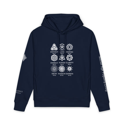 Frequence Sounder Hoodie — Minimalist Organic Pullover with Geometric Soundwave Graphics