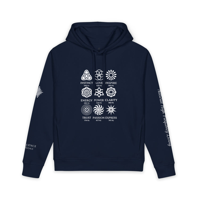 Frequence Sounder Hoodie — Minimalist Organic Pullover with Geometric Soundwave Graphics