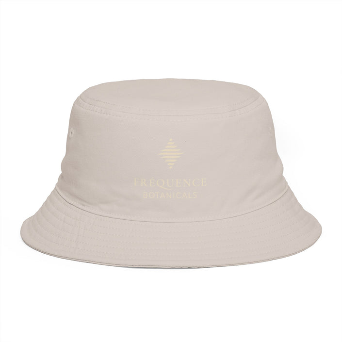 Frequénce Botanicals Embroidered Bucket Hat — Earthy Brown Garden Logo Sun Hat