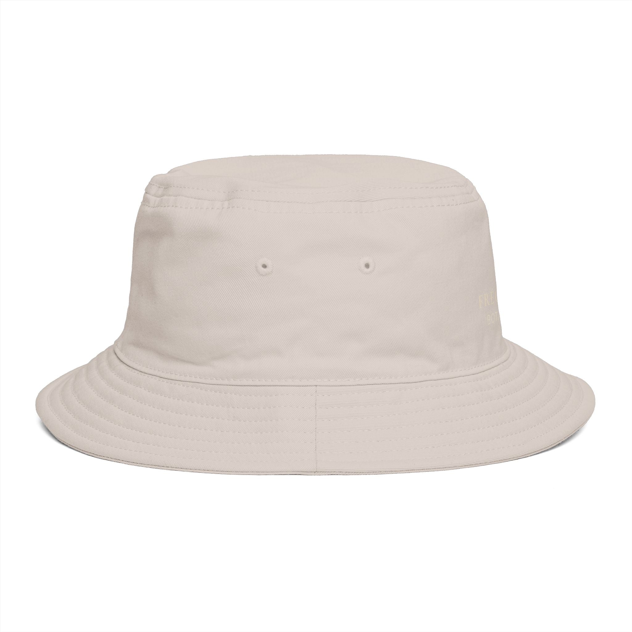 Frequénce Botanicals Embroidered Bucket Hat — Earthy Brown Garden Logo Sun Hat