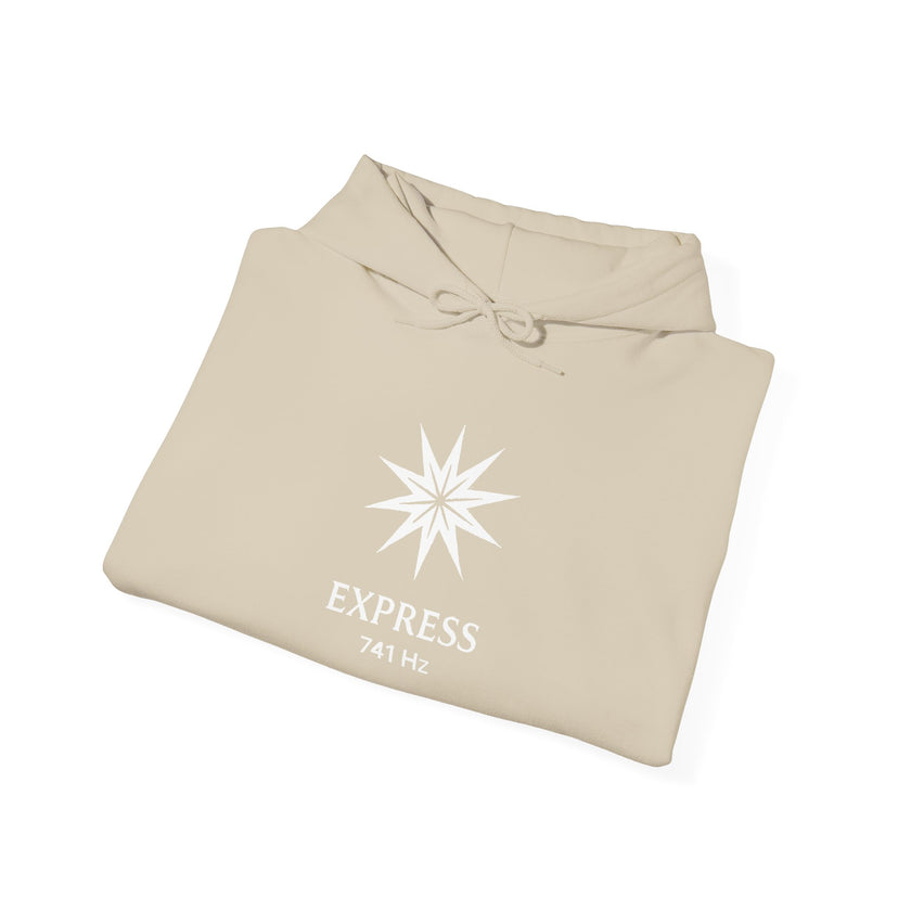 Express 741 Hz Star Logo Hoodie | Frequency Botanical Minimalist Design