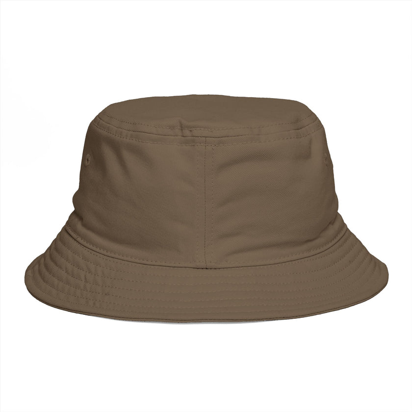 Frequénce Botanicals Embroidered Bucket Hat — Earthy Brown Garden Logo Sun Hat