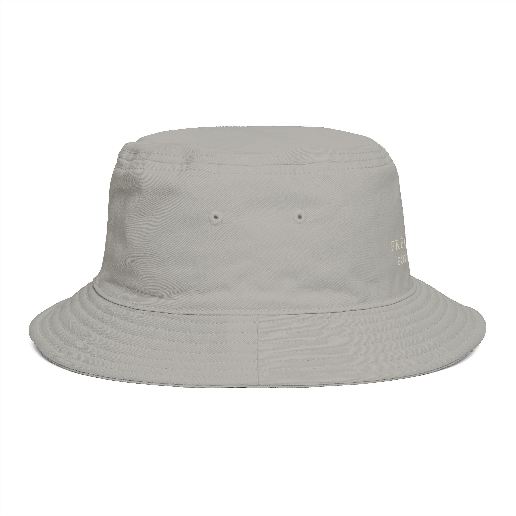 Frequénce Botanicals Embroidered Bucket Hat — Earthy Brown Garden Logo Sun Hat