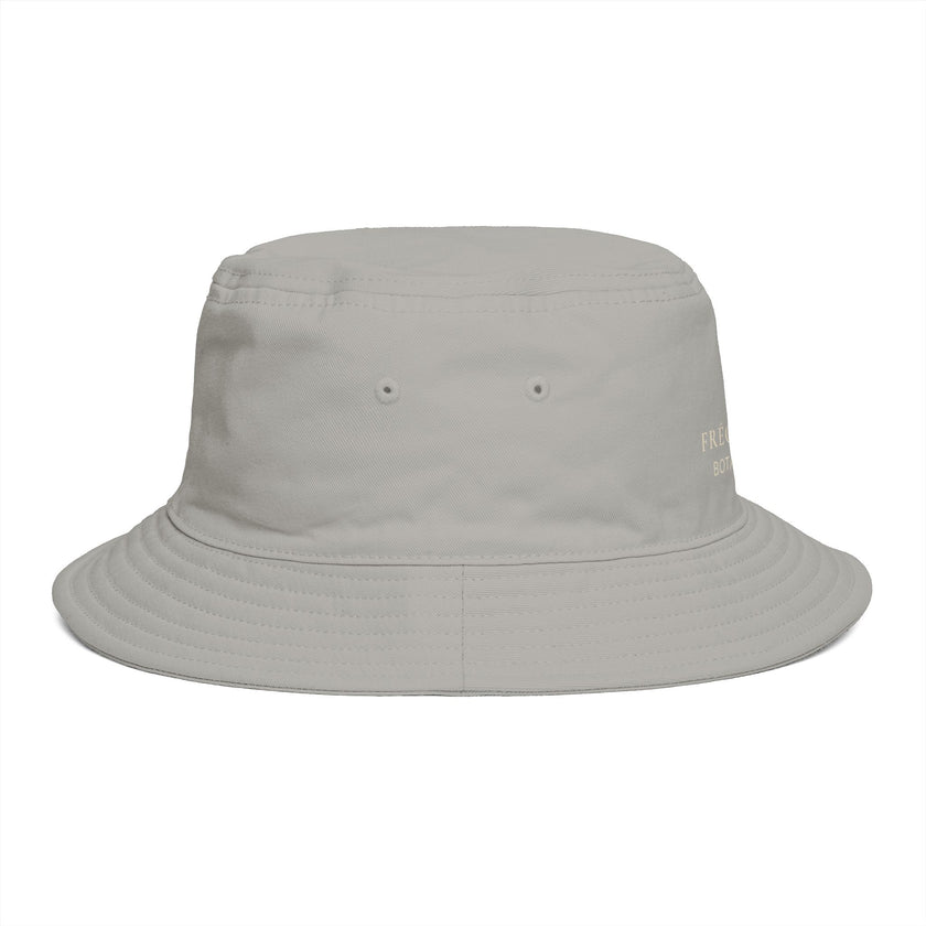 Frequénce Botanicals Embroidered Bucket Hat — Earthy Brown Garden Logo Sun Hat