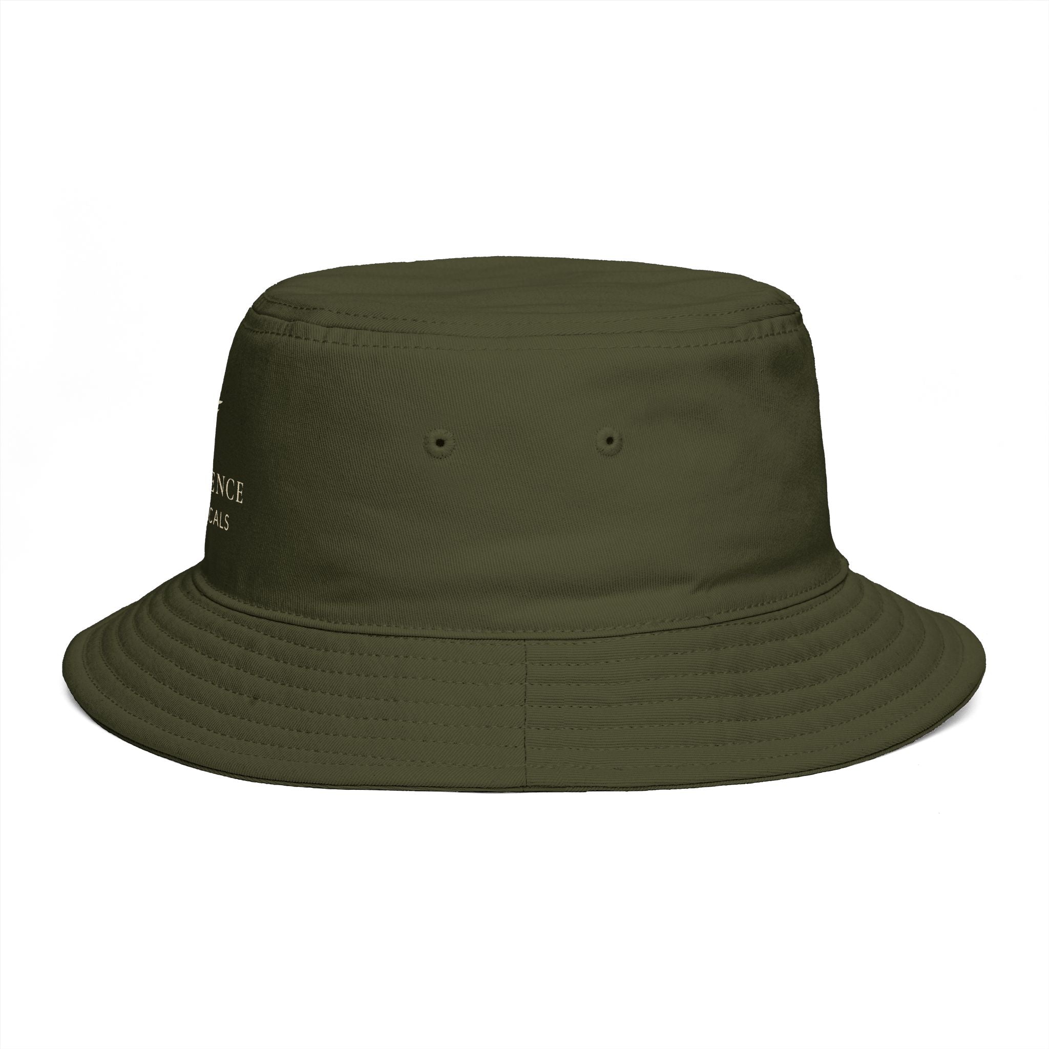 Frequénce Botanicals Embroidered Bucket Hat — Earthy Brown Garden Logo Sun Hat