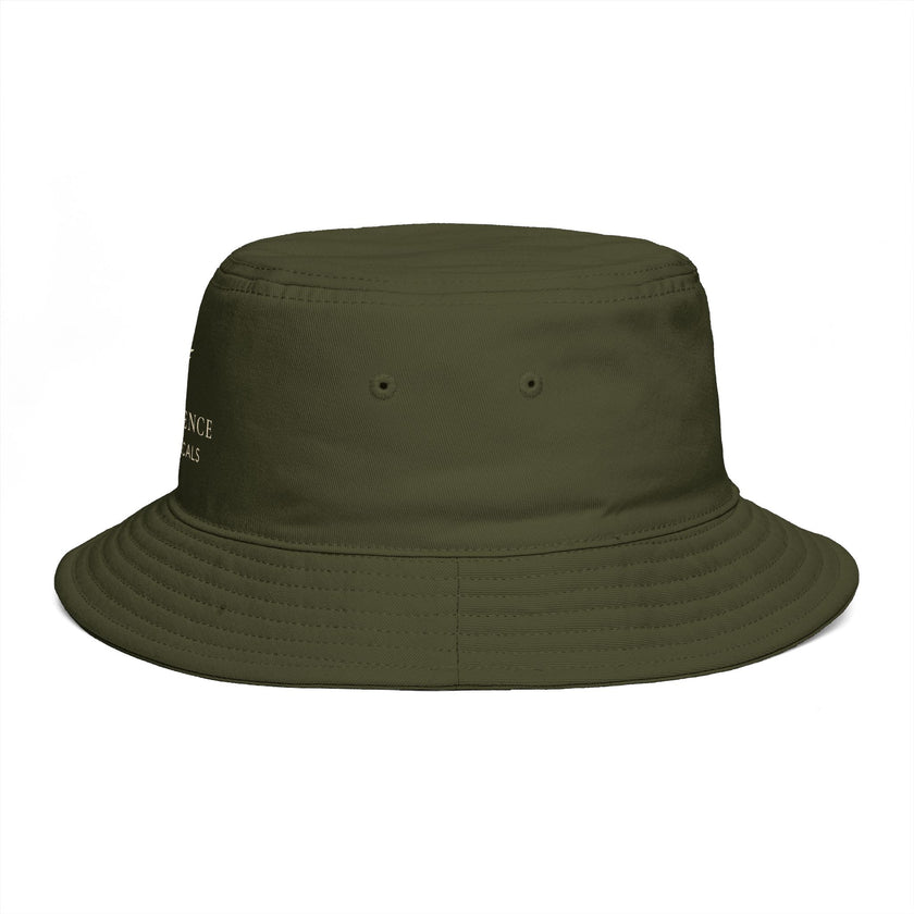 Frequénce Botanicals Embroidered Bucket Hat — Earthy Brown Garden Logo Sun Hat