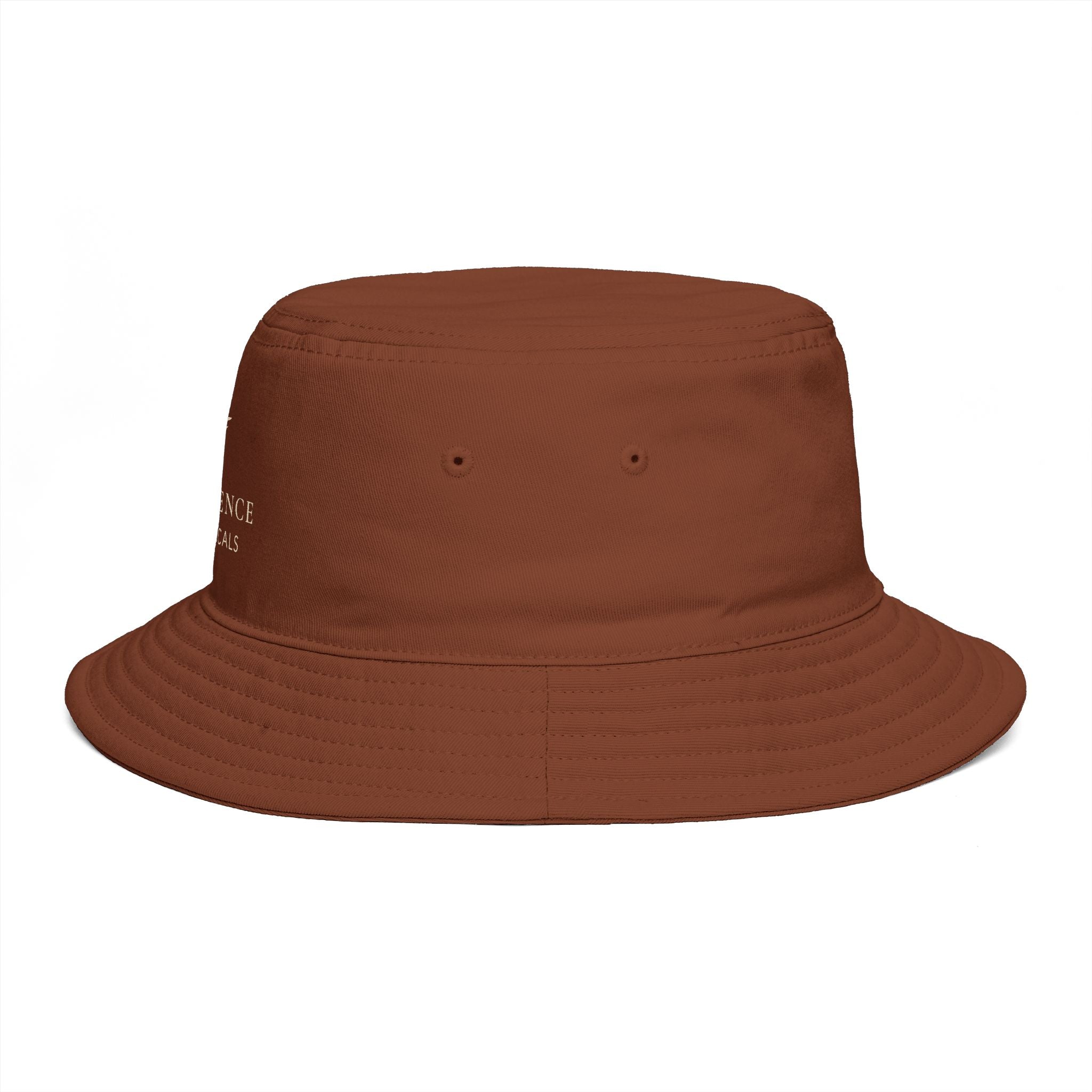 Frequénce Botanicals Embroidered Bucket Hat — Earthy Brown Garden Logo Sun Hat