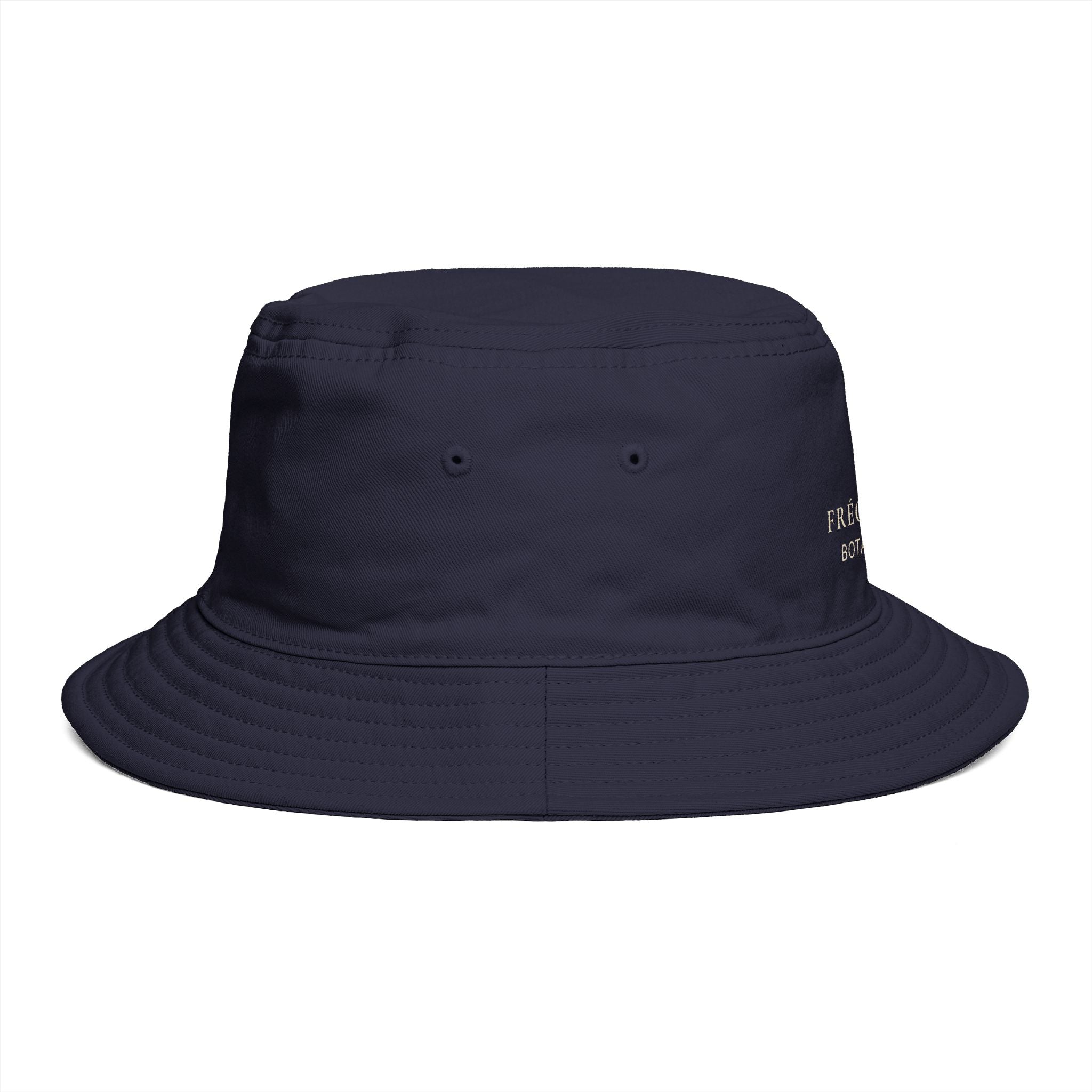 Frequénce Botanicals Embroidered Bucket Hat — Earthy Brown Garden Logo Sun Hat