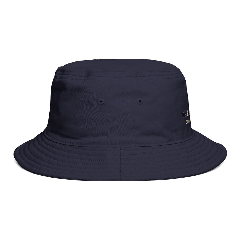 Frequénce Botanicals Embroidered Bucket Hat — Earthy Brown Garden Logo Sun Hat