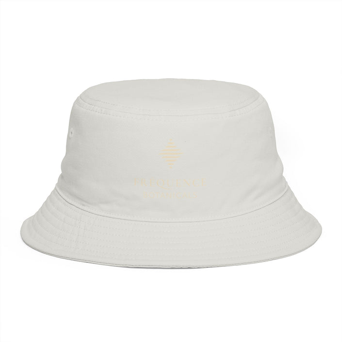 Frequénce Botanicals Embroidered Bucket Hat — Earthy Brown Garden Logo Sun Hat