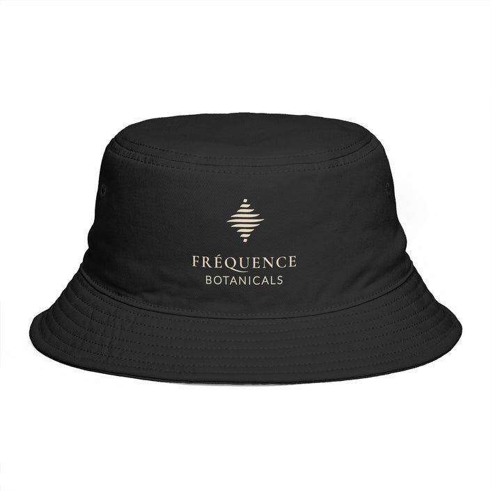 Frequénce Botanicals Embroidered Bucket Hat — Earthy Brown Garden Logo Sun Hat