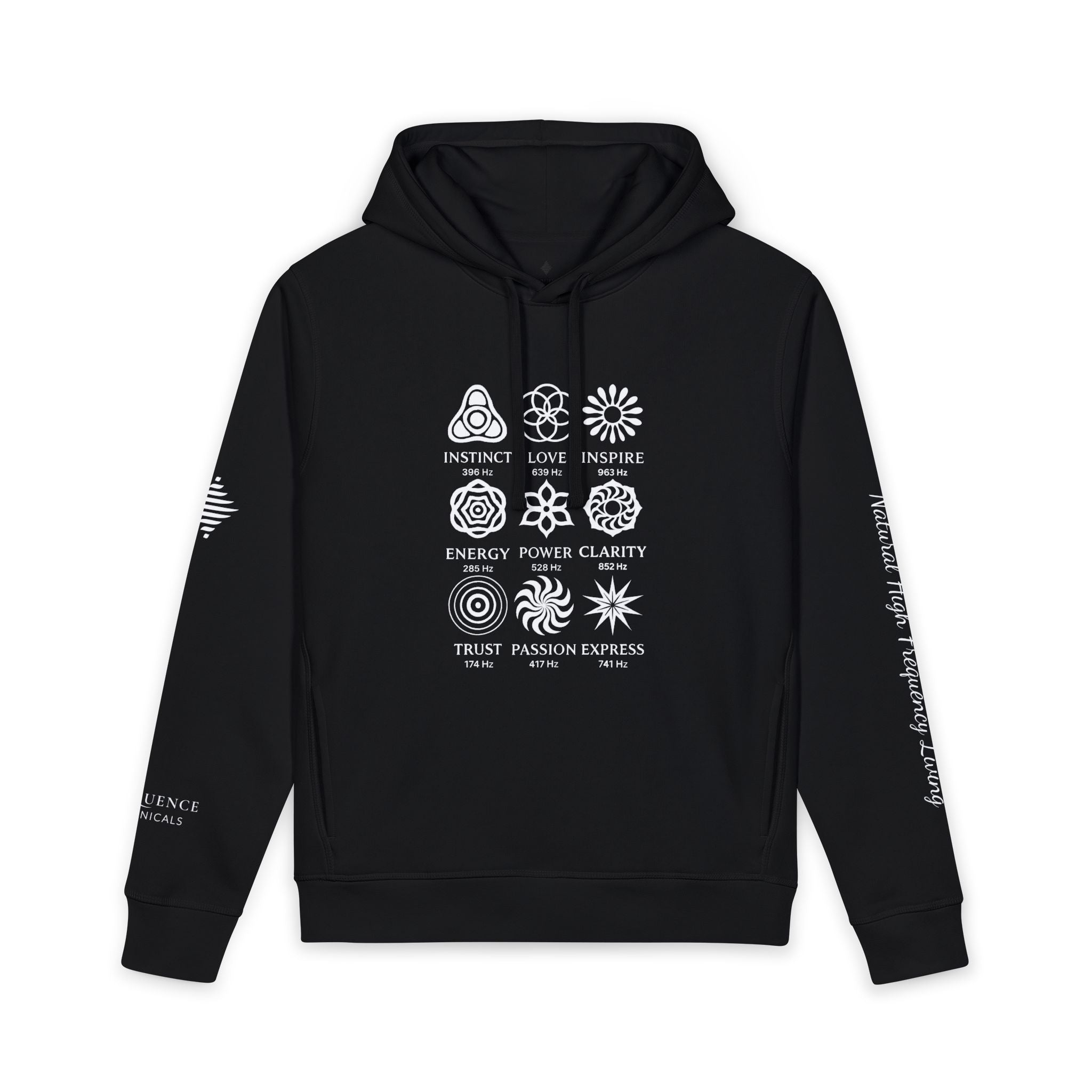 Frequence Sounder Hoodie — Minimalist Organic Pullover with Geometric Soundwave Graphics