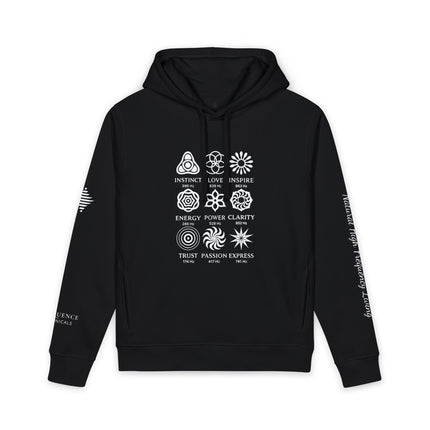 Frequence Sounder Hoodie — Minimalist Organic Pullover with Geometric Soundwave Graphics