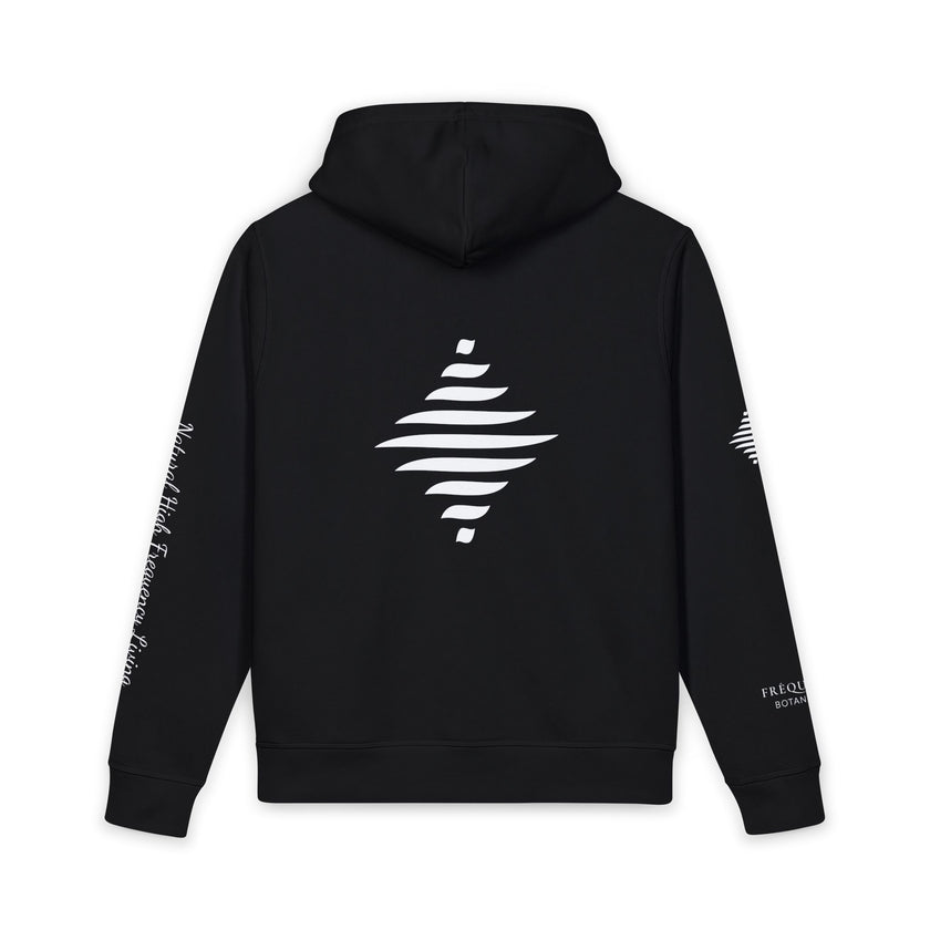 Frequence Sounder Hoodie — Minimalist Organic Pullover with Geometric Soundwave Graphics