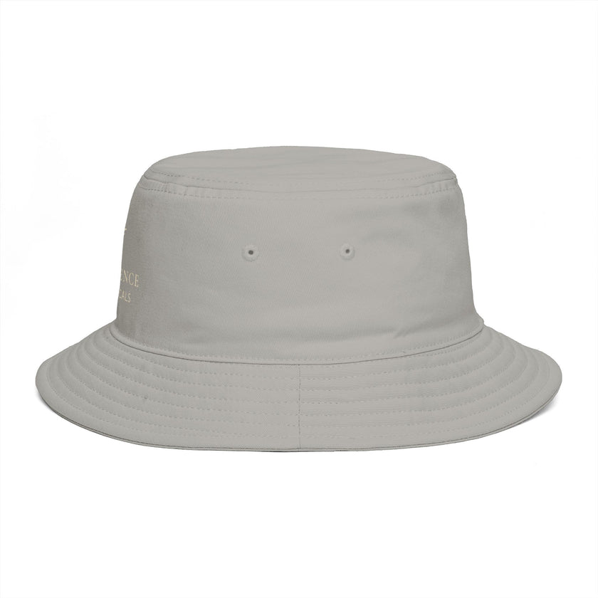 Frequénce Botanicals Embroidered Bucket Hat — Earthy Brown Garden Logo Sun Hat