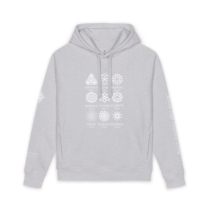 Frequence Sounder Hoodie — Minimalist Organic Pullover with Geometric Soundwave Graphics