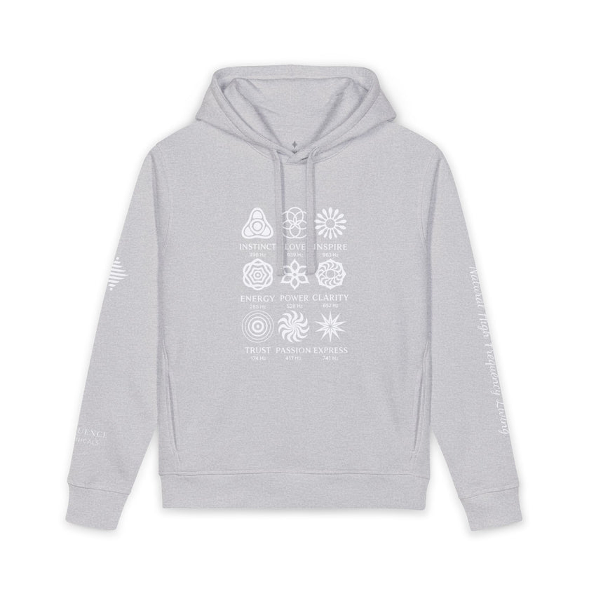 Frequence Sounder Hoodie — Minimalist Organic Pullover with Geometric Soundwave Graphics