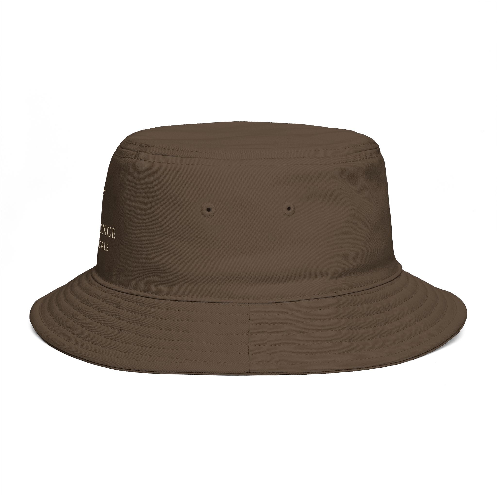 Frequénce Botanicals Embroidered Bucket Hat — Earthy Brown Garden Logo Sun Hat