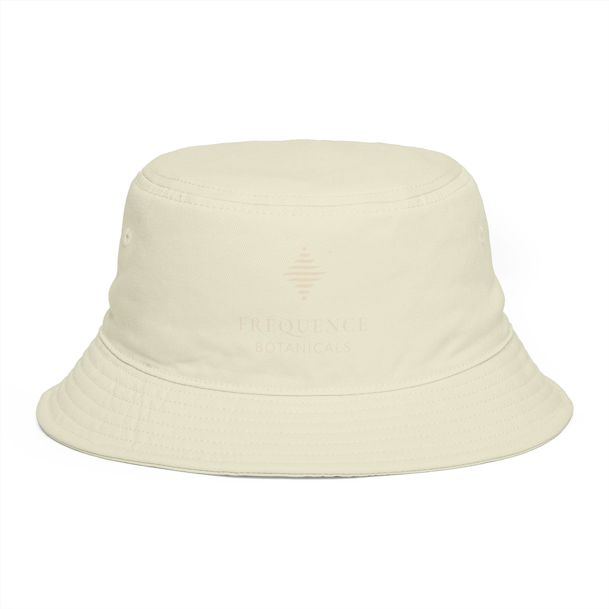 Frequénce Botanicals Embroidered Bucket Hat — Earthy Brown Garden Logo Sun Hat