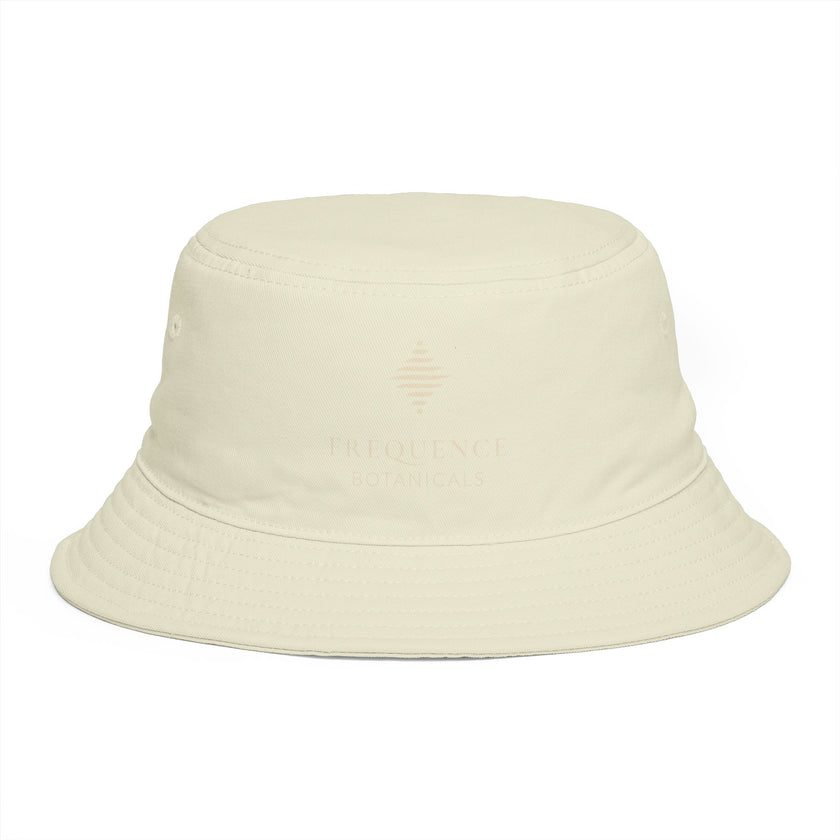 Frequénce Botanicals Embroidered Bucket Hat — Earthy Brown Garden Logo Sun Hat