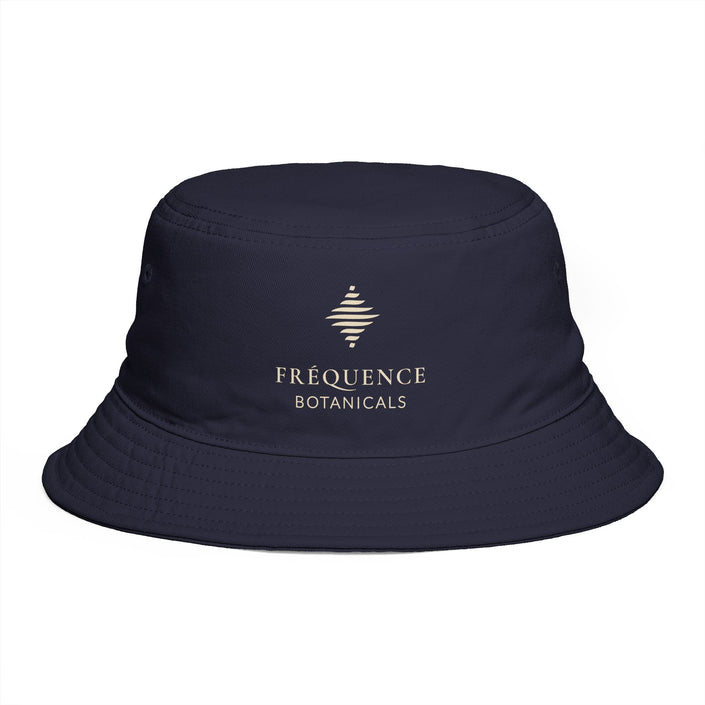 Frequénce Botanicals Embroidered Bucket Hat — Earthy Brown Garden Logo Sun Hat